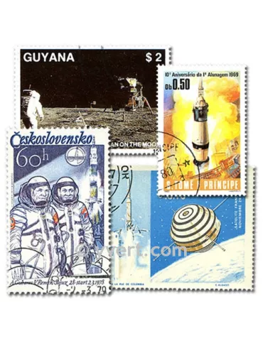 ASTRONAUTIQUE : pochette de 1000 timbres (Oblitérés)