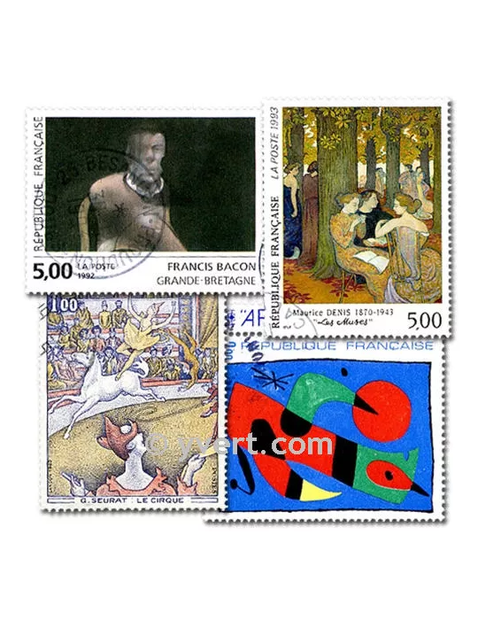 TABLEAUX : pochette de 1000 timbres (Oblitérés)