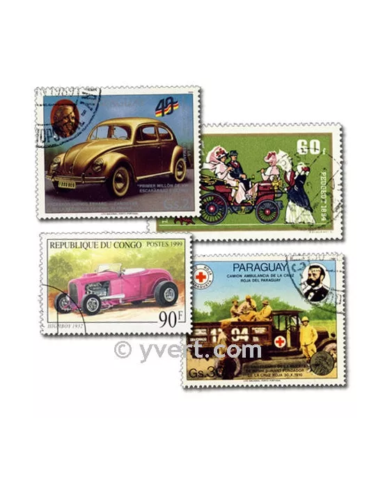 VOITURES : pochette de 300 timbres (Oblitérés)