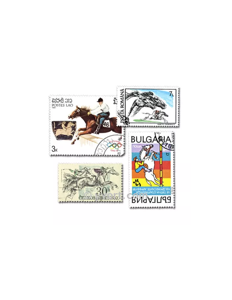 HIPPISME : pochette de 50 timbres (Oblitérés)