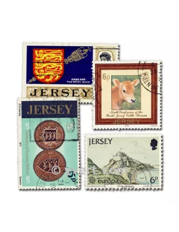 JERSEY : pochette de 25 timbres (Oblitérés)