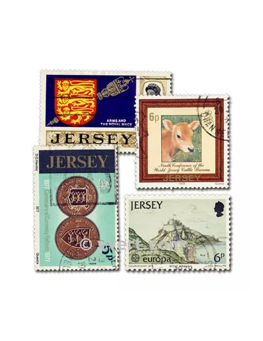 JERSEY : pochette de 100 timbres (Oblitérés)