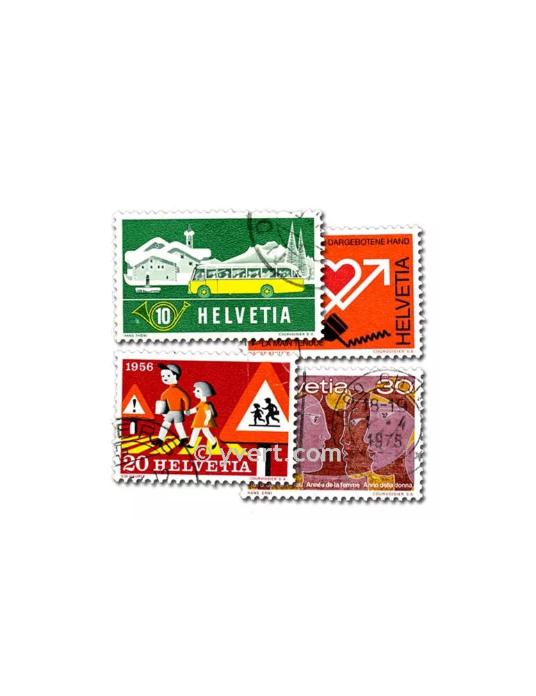 SUISSE : pochette de 100 timbres (Oblitérés)