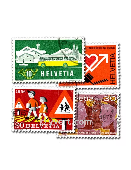 SUISSE : pochette de 100 timbres (Oblitérés)