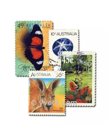 AUSTRALIE : pochette de 100 timbres (Oblitérés)