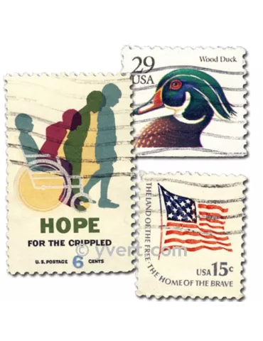 ETATS-UNIS : pochette de 200 timbres (Oblitérés)