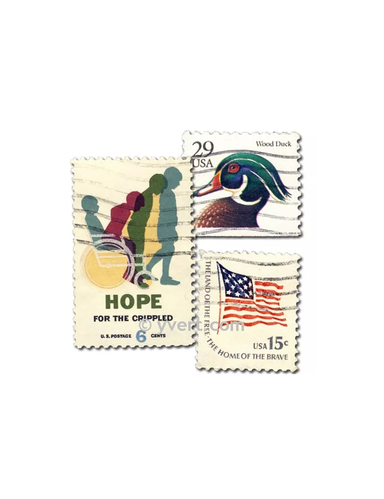ETATS-UNIS : pochette de 300 timbres (Oblitérés)