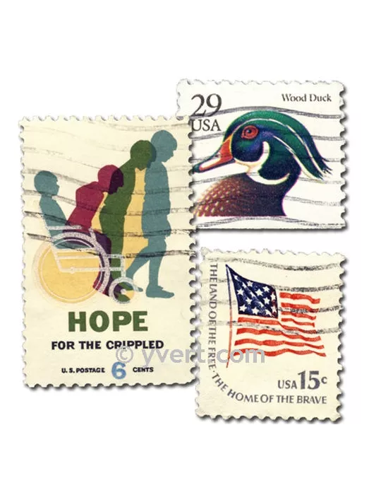 ETATS-UNIS : pochette de 300 timbres (Oblitérés)