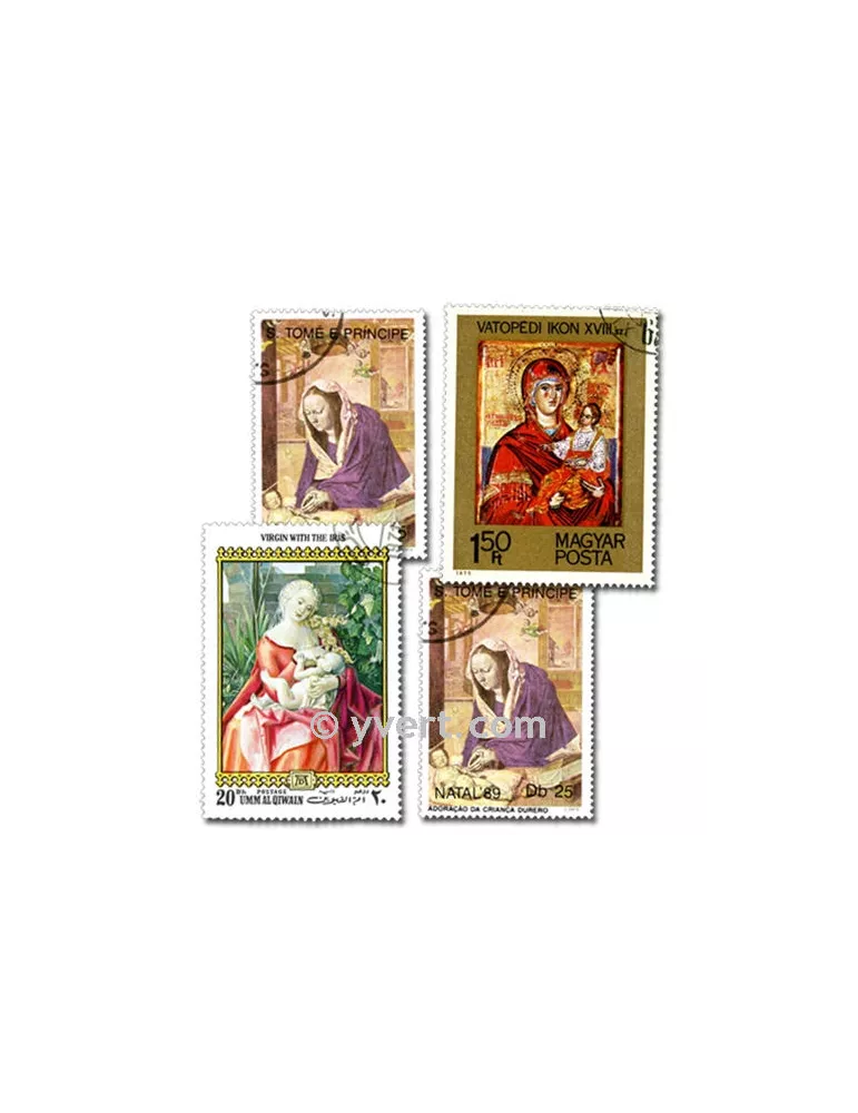 NATIVITE VIERGE : pochette de 200 timbres (Oblitérés)