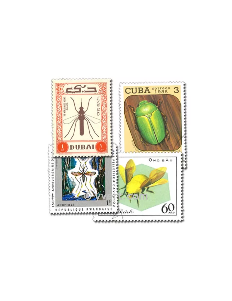 INSECTES : pochette de 300 timbres (Oblitérés)