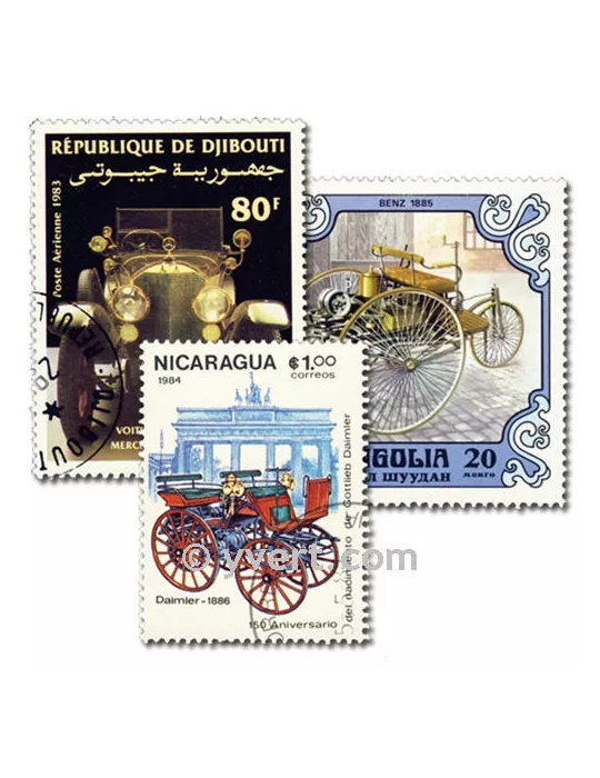 VOITURES MERCEDES : pochette de 25 timbres (Oblitérés)