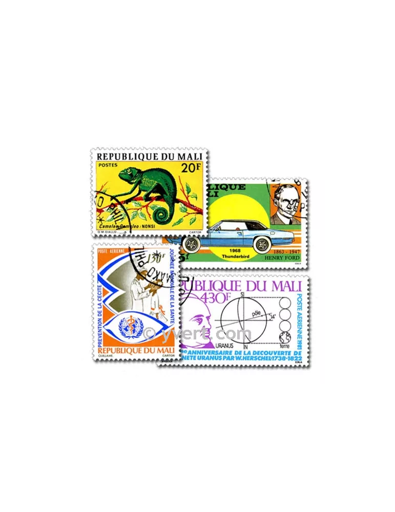 MALI : pochette de 100 timbres (Oblitérés)
