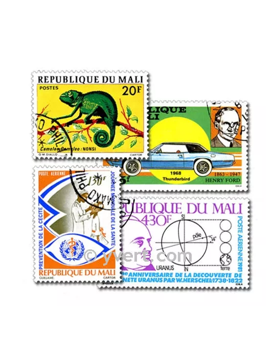 MALI : pochette de 100 timbres (Oblitérés)