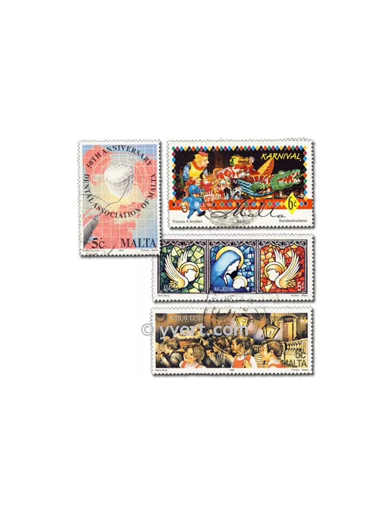 MALTE : pochette de 200 timbres (Oblitérés)