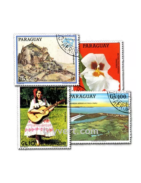 PARAGUAY : pochette de 100 timbres (Oblitérés)
