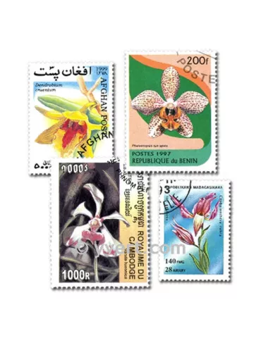 ORCHIDEES : pochette de 50 timbres (Oblitérés)
