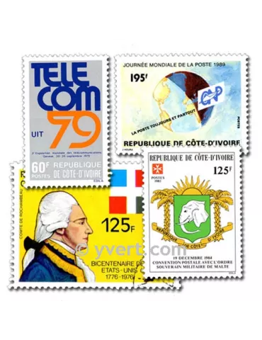COTE D IVOIRE : pochette de 50 timbres (Oblitérés)