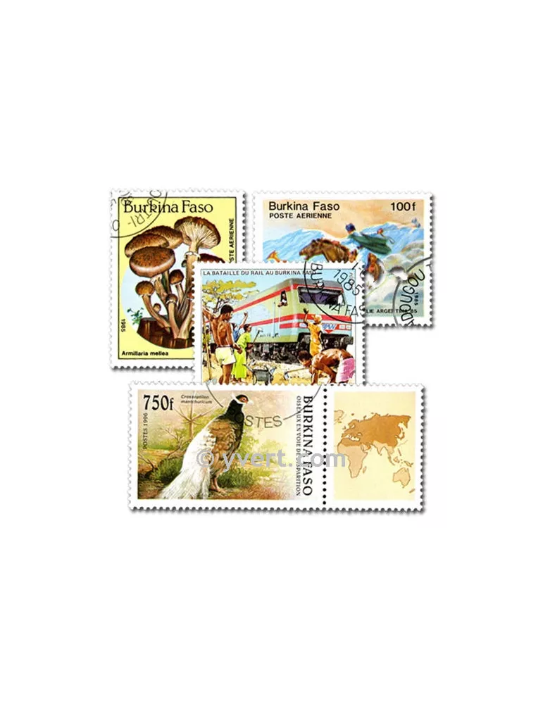 BURKINA FASO : pochette de 50 timbres (Oblitérés)