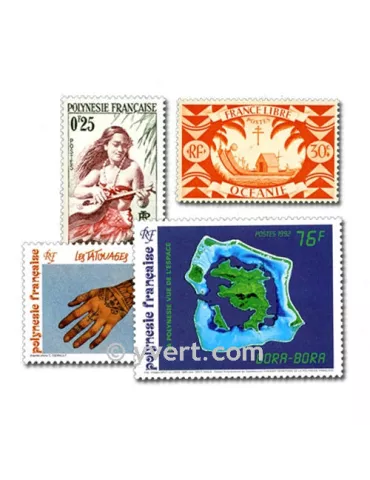 OCEANIE POLYNESIE : pochette de 50 timbres (Oblitérés)