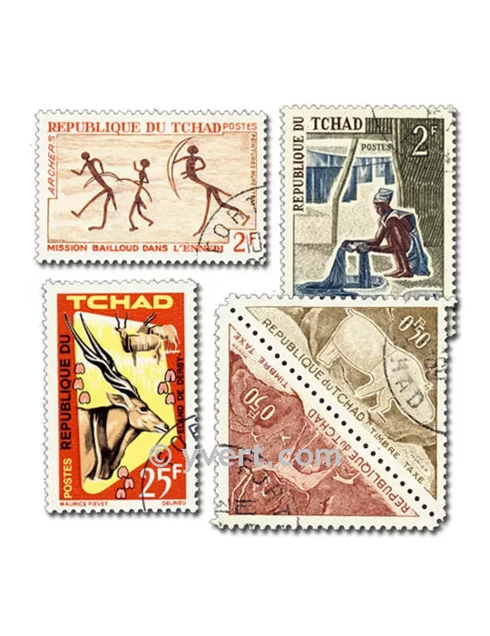 TCHAD : Pochette de 300 timbres (Oblitérés)