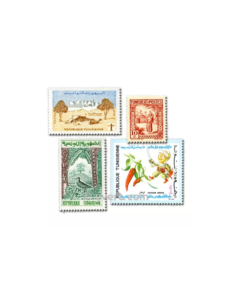 TUNISIE : pochette de 300 timbres (Oblitérés)