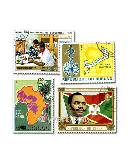 BURUNDI : pochette de 500 timbres (Oblitérés)