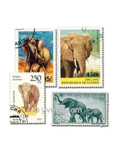 ELEPHANTS : pochette de 50 timbres (Oblitérés)
