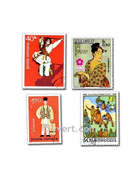 COSTUMES : pochette de 200 timbres (Oblitérés)