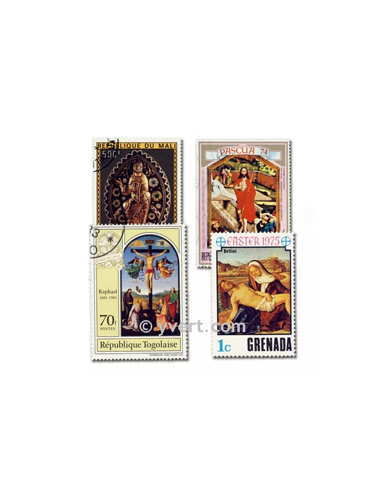 PAQUES : pochette de 50 timbres (Oblitérés)