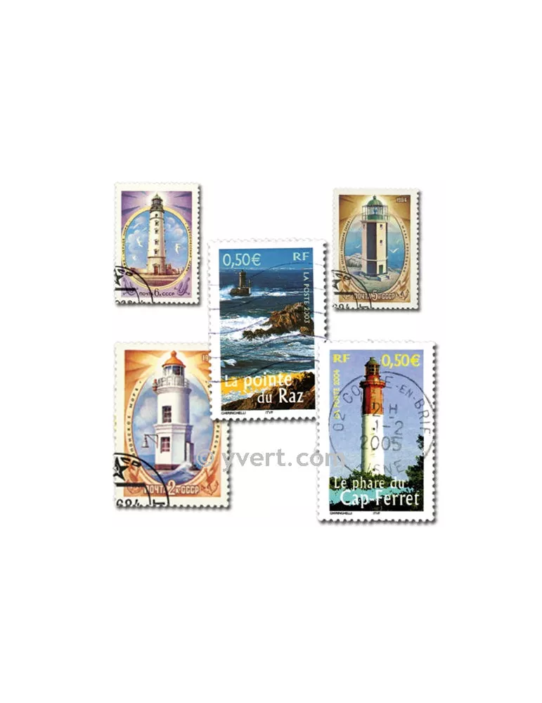 PHARES : pochette de 25 timbres (Oblitérés)