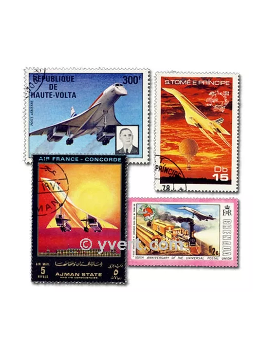 CONCORDE : pochette de 25 timbres (Oblitérés)
