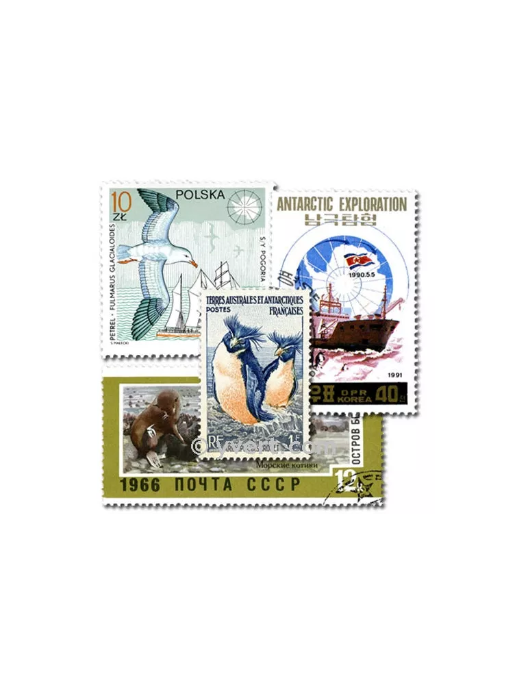 ANTARCTIQUE : pochette de 25 timbres (Oblitérés)