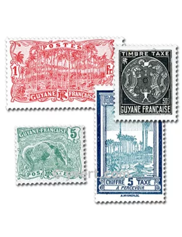GUYANE FRANCAISE : pochette de 25 timbres (Oblitérés)