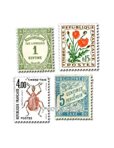 FRANCE TAXE : pochette de 50 timbres (Oblitérés)