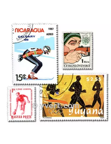 SPORTS : pochette de 100 timbres (Oblitérés)