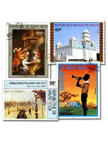 HAUTE VOLTA : pochette de 100 timbres (Oblitérés)