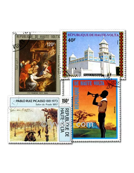 HAUTE VOLTA : pochette de 100 timbres (Oblitérés)