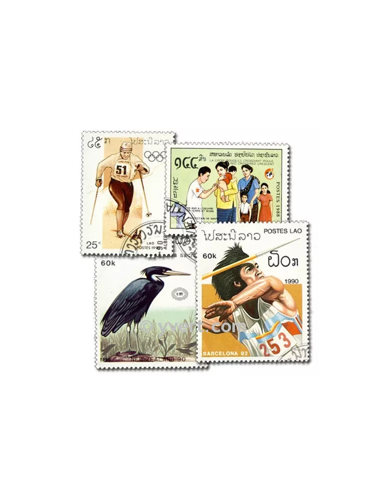 LAOS : pochette de 200 timbres (Oblitérés)