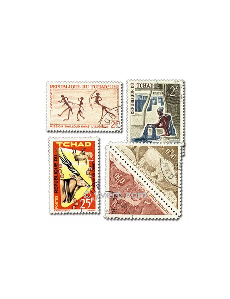 TCHAD : Pochette de 200 timbres (Oblitérés)