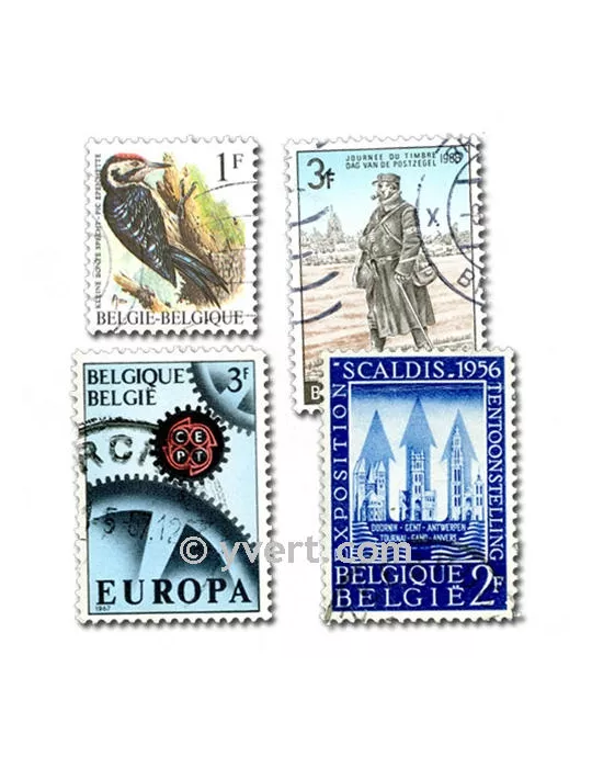 BELGIQUE : pochette de 100 timbres (Oblitérés)
