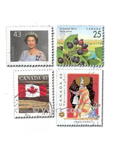 CANADA : pochette de 200 timbres (Oblitérés)