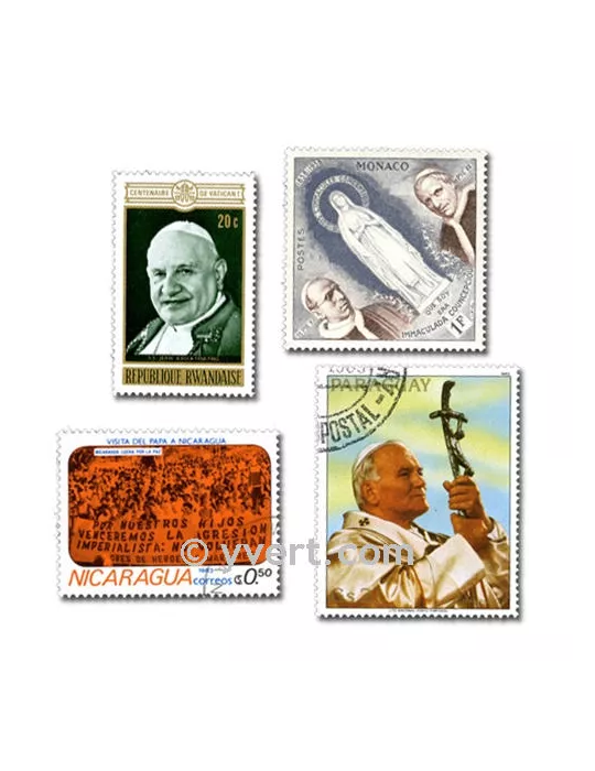 PAPES : pochette de 25 timbres (Oblitérés)