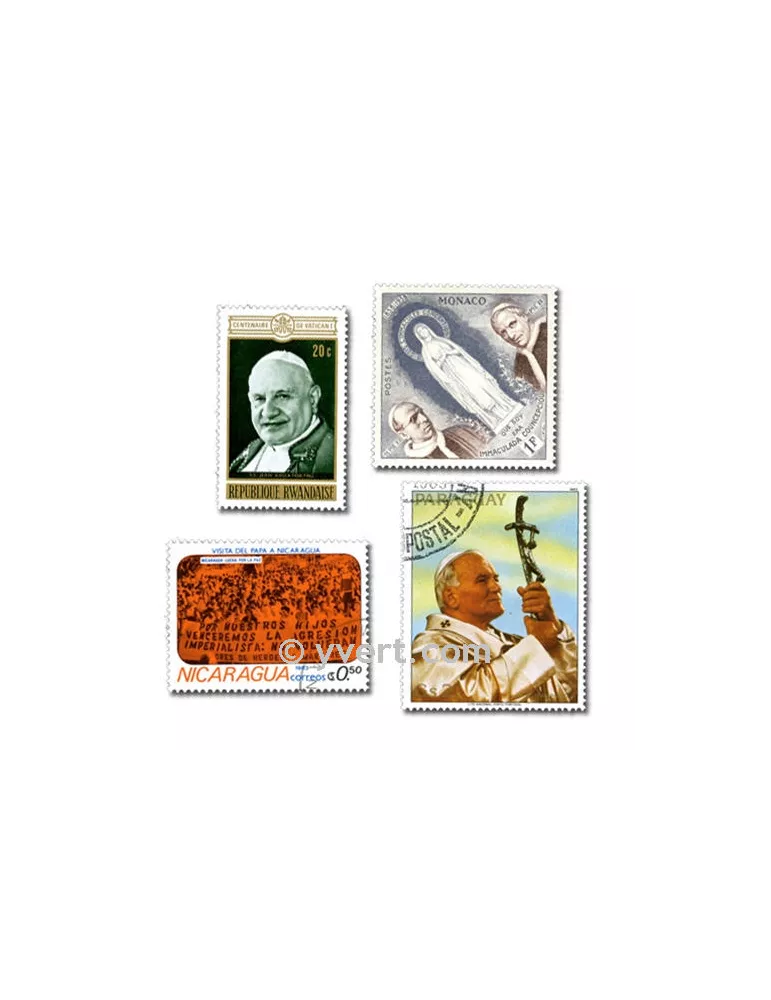 PAPES : pochette de 50 timbres (Oblitérés)