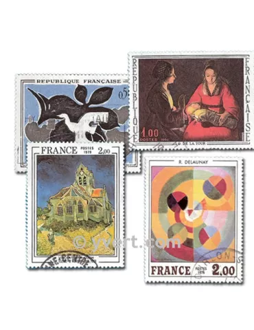 FRANCE TABLEAUX : pochette de 100 timbres (Oblitérés)