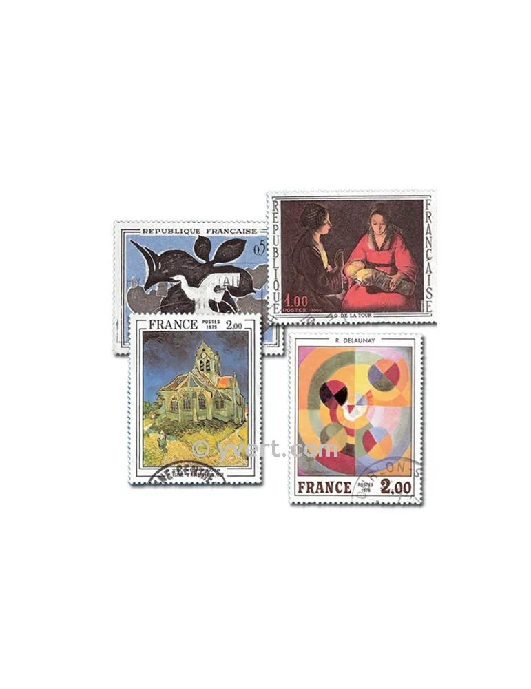 FRANCE TABLEAUX : pochette de 100 timbres (Oblitérés)
