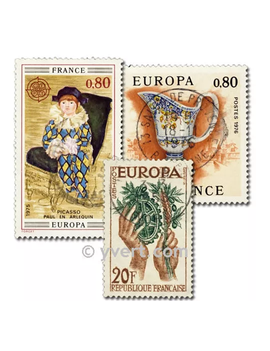 FRANCE EUROPA : pochette de 25 timbres (Oblitérés)