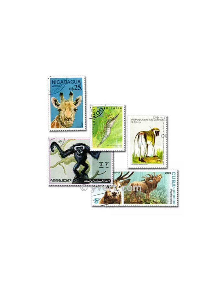 ANIMAUX : pochette de 500 timbres (Oblitérés)