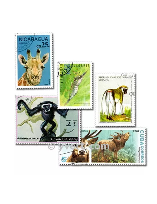 ANIMAUX : pochette de 500 timbres (Oblitérés)