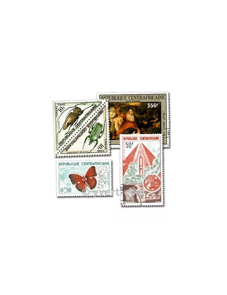 CENTRAFRIQUE : pochette de 50 timbres (Oblitérés)