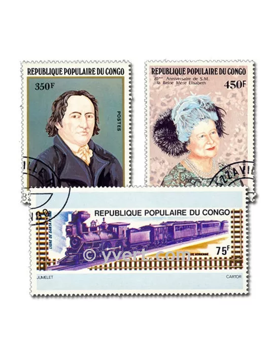 CONGO FRANCAIS : pochette de 100 timbres (Oblitérés)